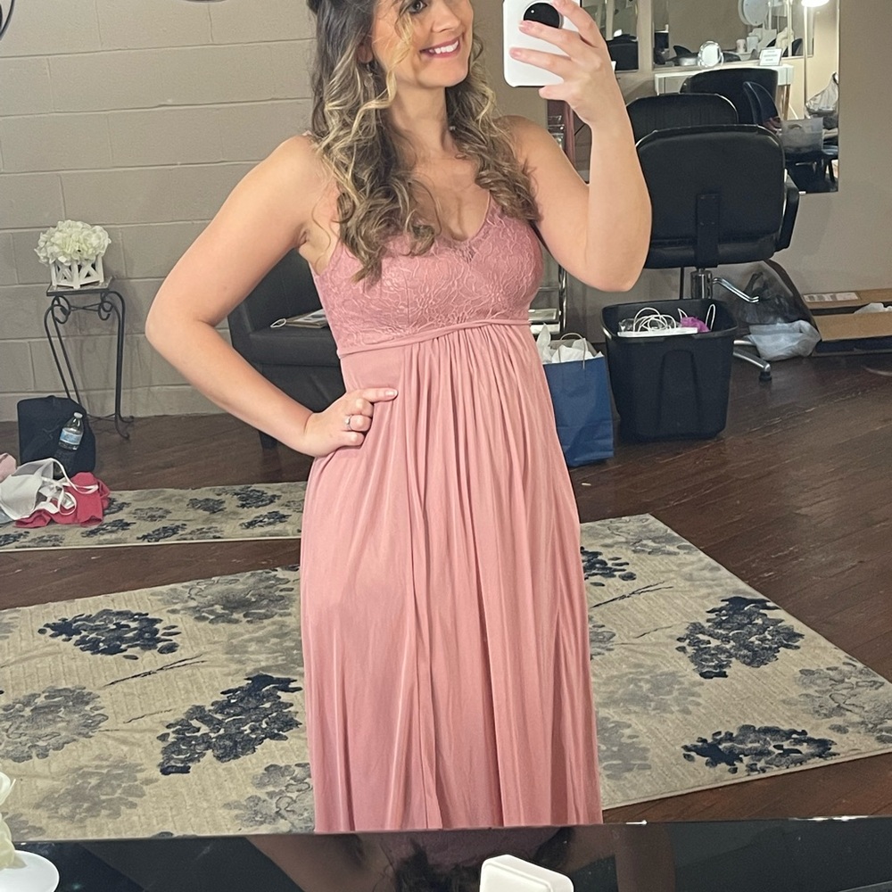 Azazie Andrea - dusty rose Lace Maxi Dress